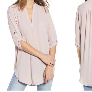 Lush Roll Sleeve White Tunic